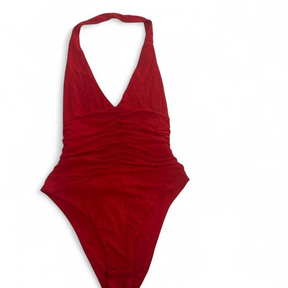 White Fox Boutique Red Halter Bodysuit